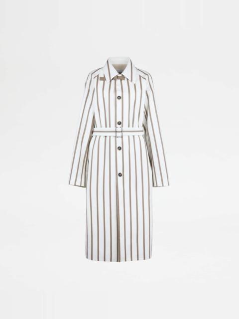 Tod's COAT WITH RIBBONS IN LEATHER - WHITE