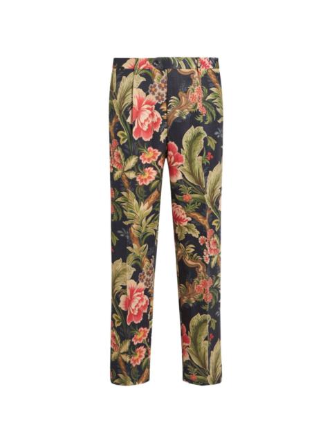 floral-print chino trousers