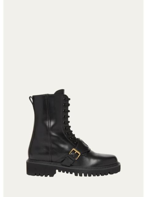 Valentino VLogo Leather Combat Boots