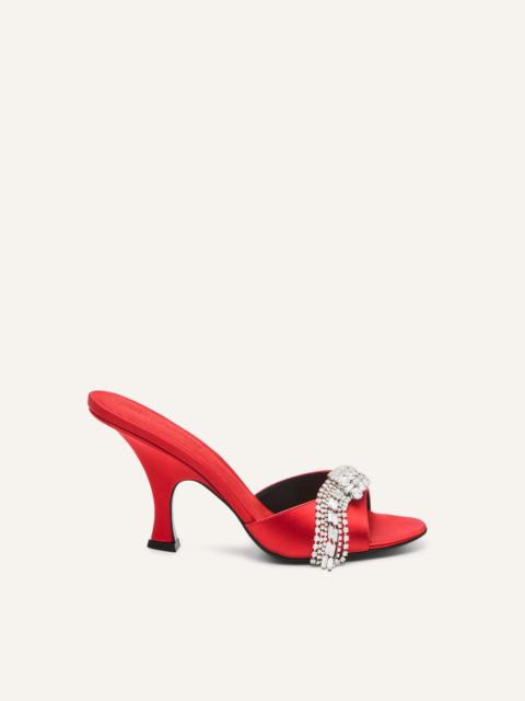 MAGDA BUTRYM Crystal-embellished satin mules in red