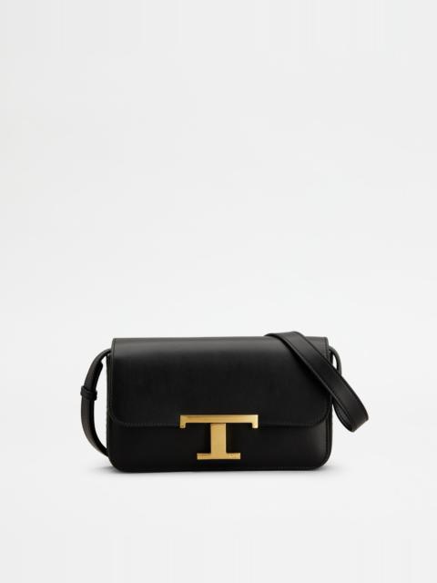 Tod's T TIMELESS CROSSBODY BAG IN LEATHER MICRO - BLACK