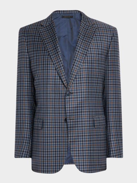 Brioni Men's Multi-Check Wool Single-Breasted Sport Coat