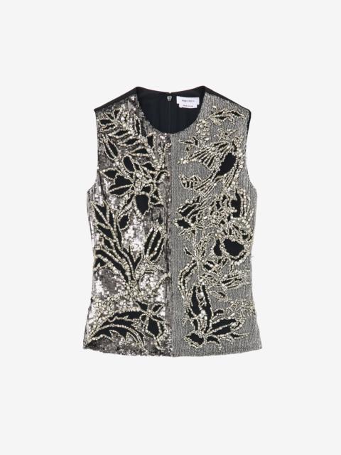 Alexander McQueen Crystal Stencil Embroidery Top