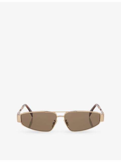 CELINE CL40318U Triomphe Square-Frame Metal Sunglasses