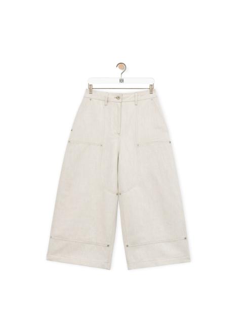 Cropped workwear trousers in cotton and  linen