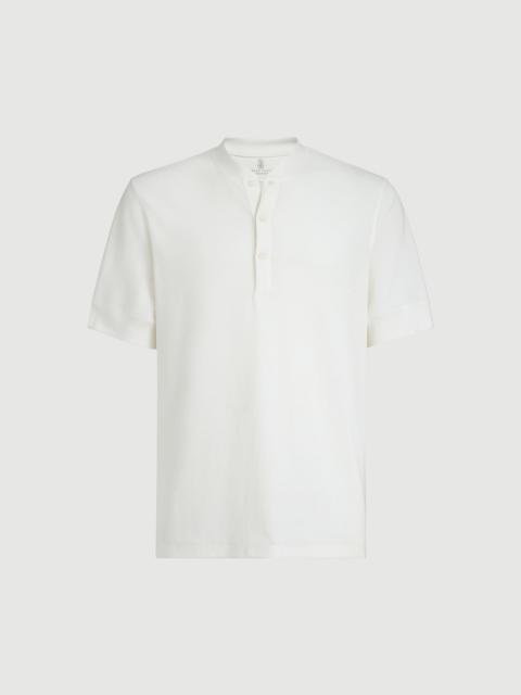 Brunello Cucinelli Cotton waffle jersey T-shirt with Henley collar