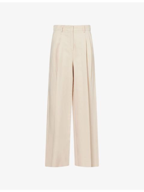 WEEKEND Max Mara Pleat Wide-Leg Linen-Blend Trousers