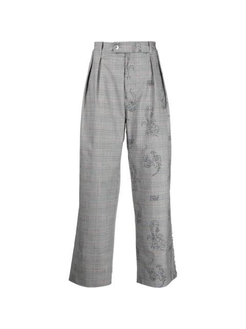 FENG CHEN WANG plaid straight-leg trousers