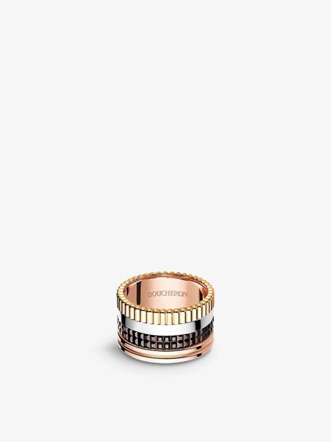 Quatre Classique 18ct yellow-gold, white-gold and pink-gold ring