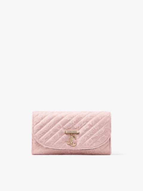 JIMMY CHOO Curve Wallet With Chain
Rose Quilted Jimmy Choo Lace Wallet Chain with Crystal JC Bar