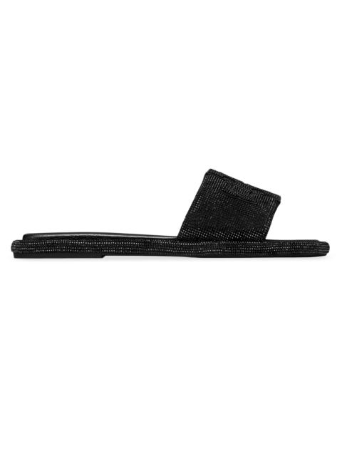 TORY BURCH Women's Double-T Pavé Leather Slides - Perfect Black