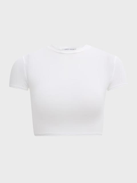 LaQuan Smith Short-Sleeve Fitted Crop Top
