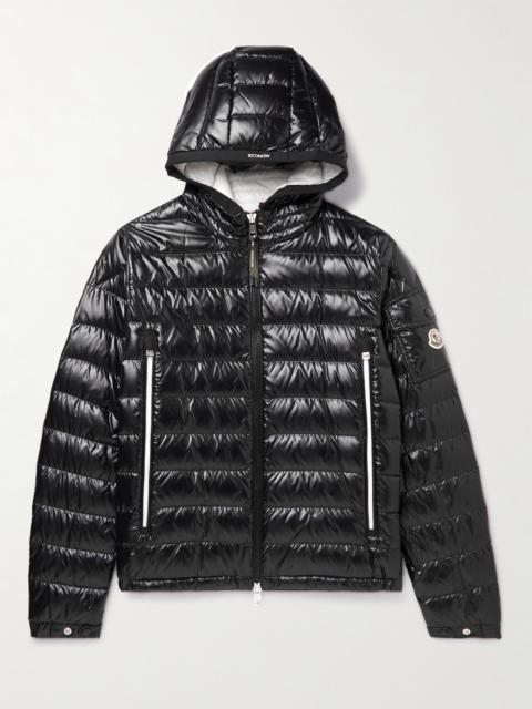Moncler Galion Logo-Appliquéd Quilted Glossed-Shell Hooded Down Jacket