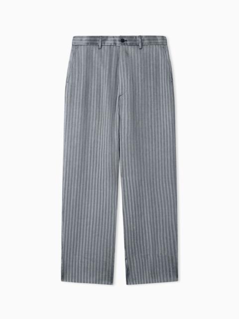 GIORGIO ARMANI ASV FLAT-FRONT TROUSERS IN VISCOSE, LINEN AND SILK