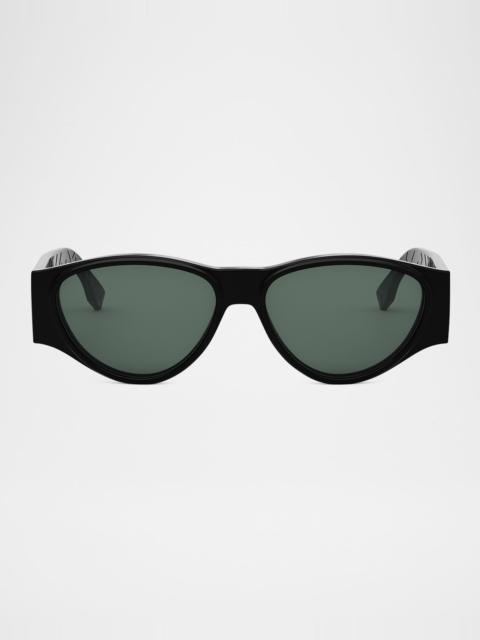 FENDI Men's FF Squared Acetate Oval Sunglasses