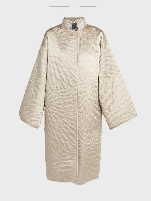 Loro Piana Armen Belted Silk-Cashmere Satin Quilted Jacket