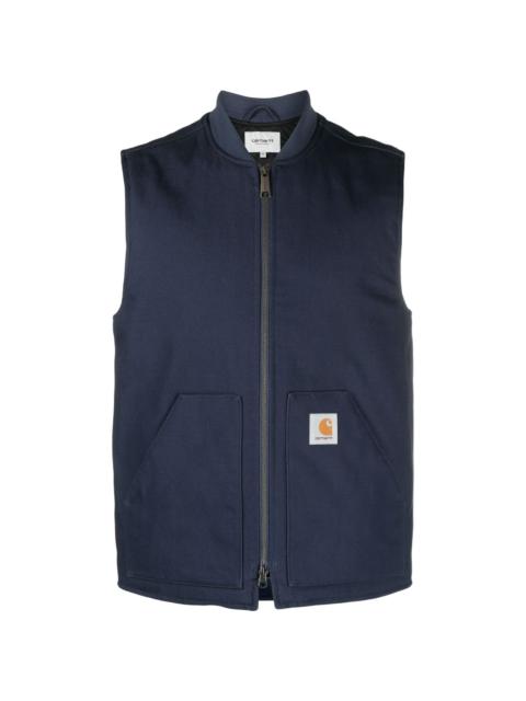 logo-patch zipped vest