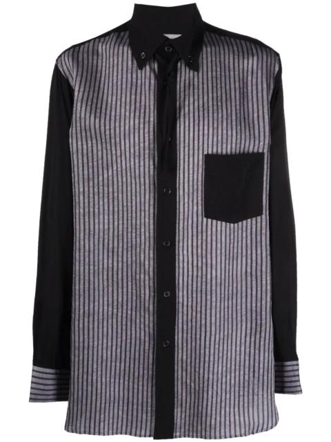 Yohji Yamamoto pinstripe print panel shirt