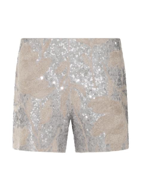 Brunello Cucinelli silver linen shorts