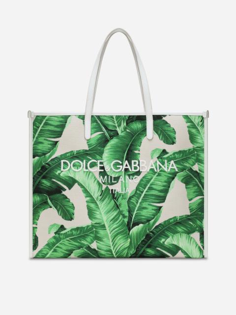 Large printed canvas shopper