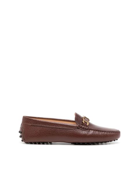 T-logo leather loafers