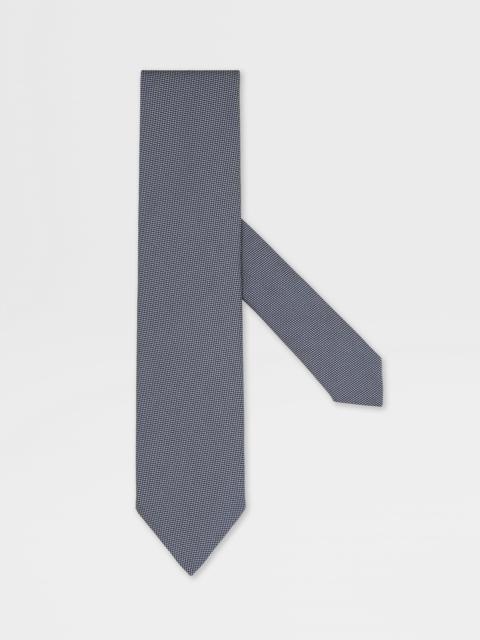 ZEGNA DARK BLUE JACQUARD SILK TIE