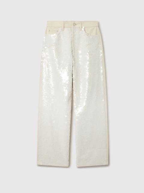 Stella McCartney Opalescent Sequin Wide-Leg Jeans