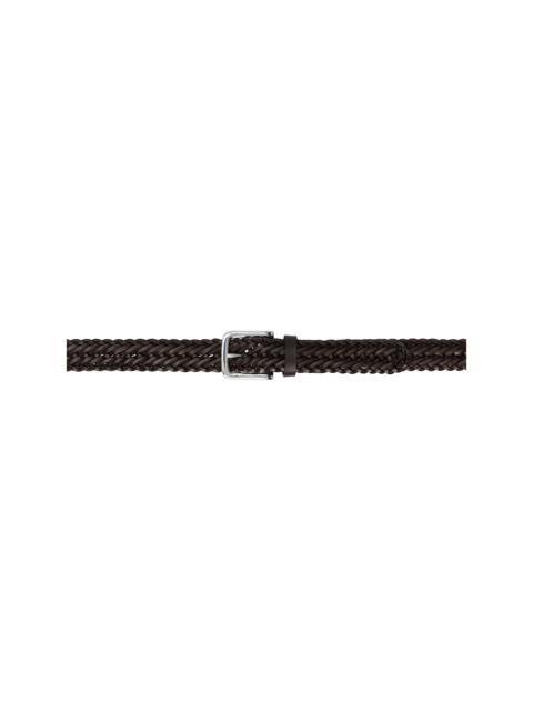 Anderson's Brown Narrow Woven Leather Casual Belt