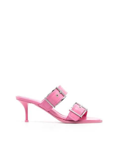 サンダル・ミュール alexander mcqueen DOUBLE BUCKLE PUNK MULE 90mm Alexander McQueen White Double Buckle Punk Mules Size IT 36
