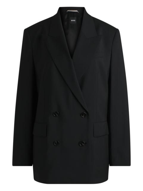 BOSS OVERSIZE-FIT DOUBLE-BREASTED BLAZER IN VIRGIN WOOL