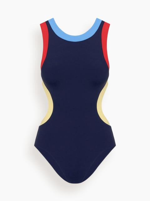 STAUD Dolce One Piece in Navy Colorblock