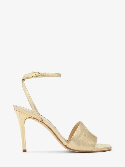 MICHAEL KORS Elyse Crackled Metallic Leather Sandal
