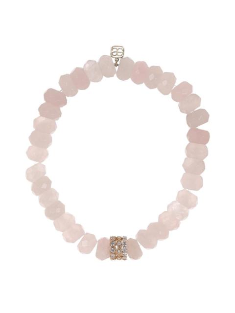 SYDNEY EVAN Rose Quartz Rondelle Trio Beaded Bracelet