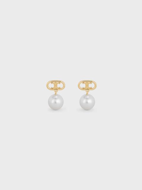 Triomphe Pearl Earrings in Brass with Gold Finish and Glass Pearls