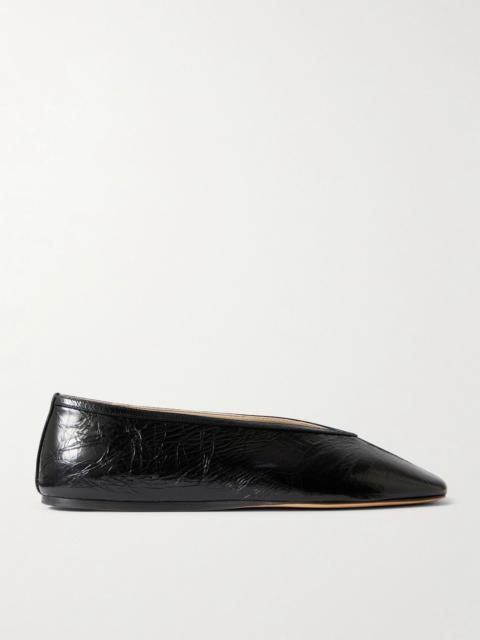 LE MONDE BÉRYL Luna crinkled-leather ballet flats Black