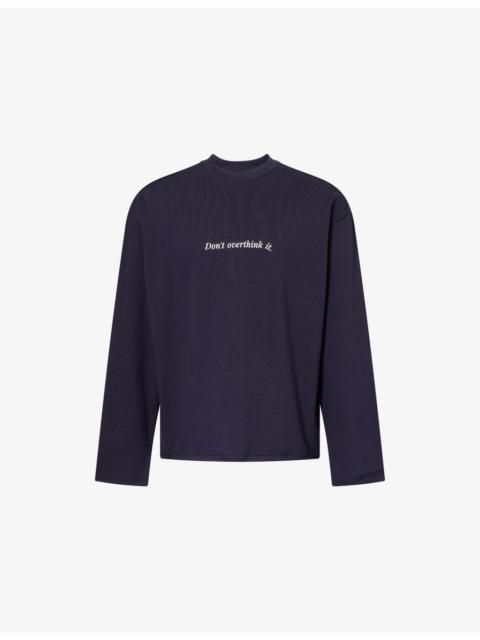 HONOR THE GIFT Don't Overthink It Logo-Embroidered Cotton Sweatshirt