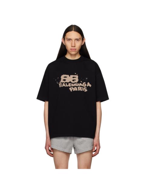 BALENCIAGA Black Hand Drawn BB T-Shirt