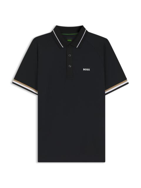 BOSS ACTIVE SLIM-FIT POLO SHIRT WITH BRANDED DETAILS