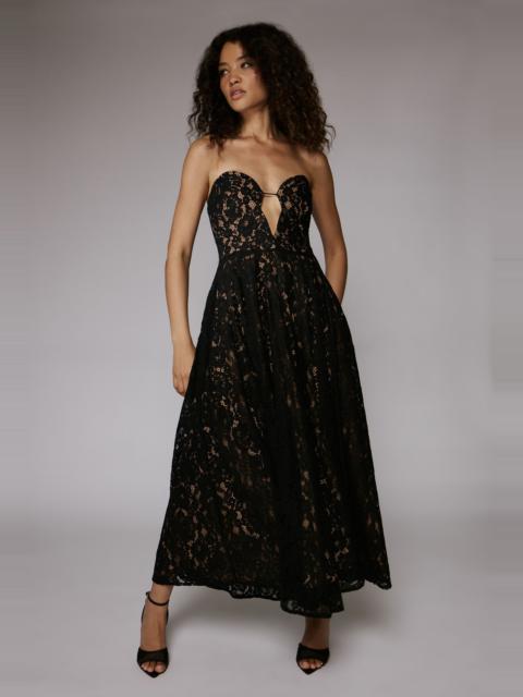 BARDOT Opal Volume Lace Midi Dress In Black