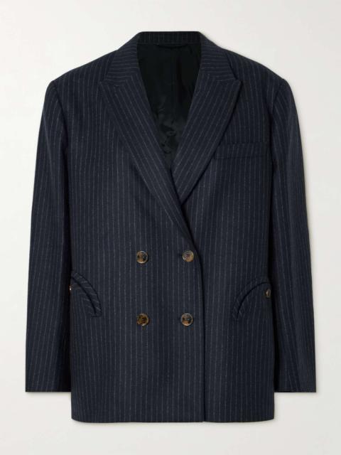 BLAZÉ MILANO Nightbreak double-breasted pinstriped wool and cashmere-blend blazer
