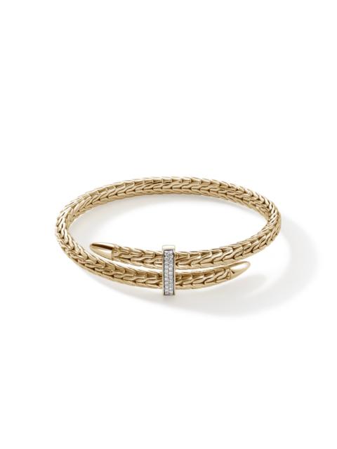 JOHN HARDY Spear Flex Cuff, Gold, Diamonds, 5.5MM