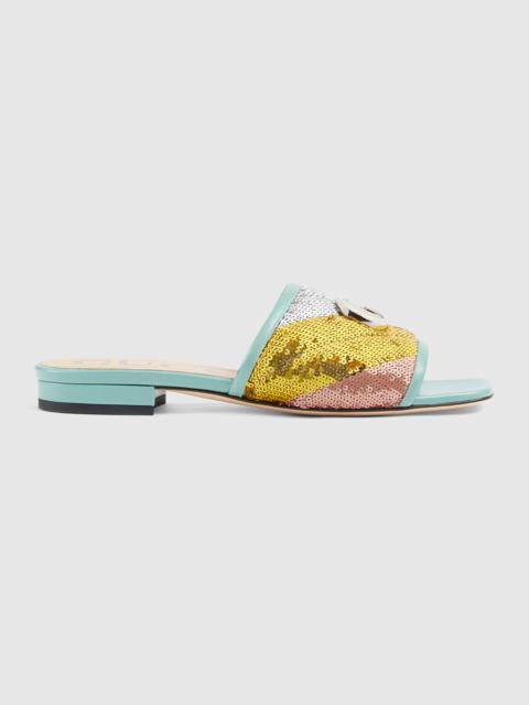 Women's sequin slide sandal