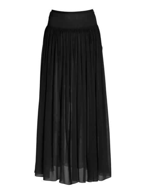 Reina Silk Chiffon Midi Skirt black