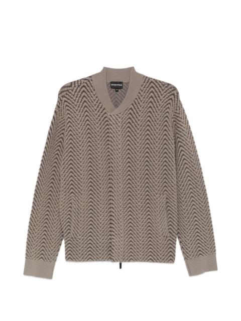 EMPORIO ARMANI chevron-knit lightweight jacket