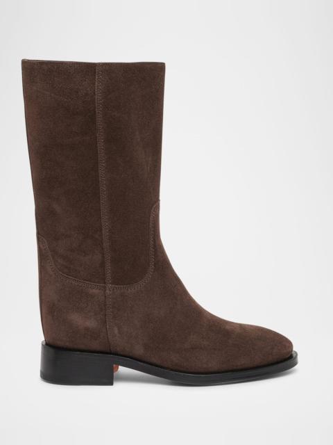 Santoni 50mm Suede Mid-Calf Boots