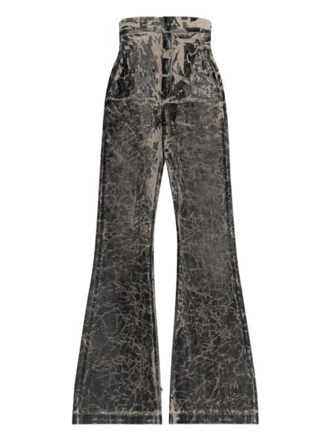Rick Owens DRKSHDW crackle-effect flared trousers