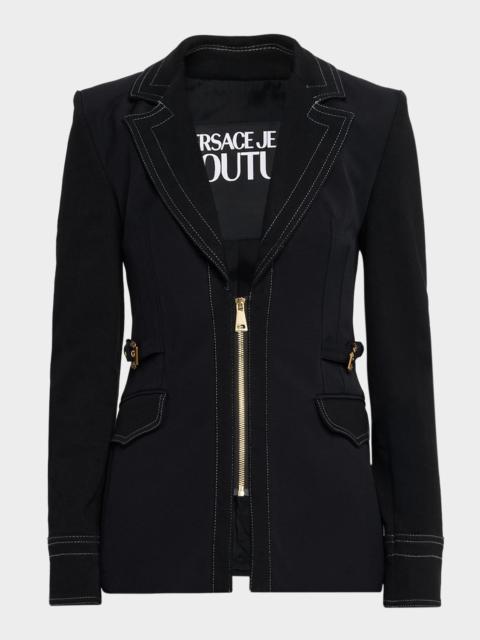 VERSACE JEANS COUTURE Zip-Front Denim Buckle Jacket