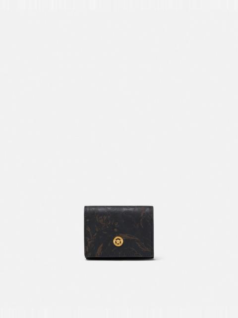 VERSACE Lasered Barocco Leaf Trifold Wallet