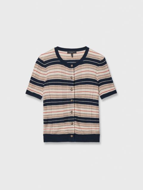 rag & bone Teresa Striped Short-Sleeve Cardigan