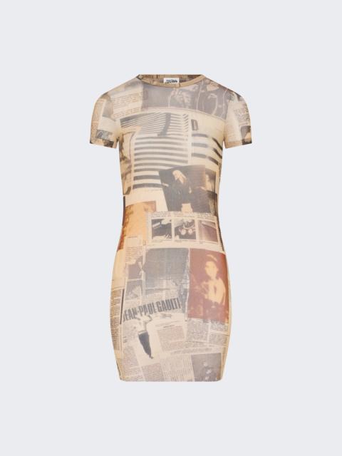 Jean Paul Gaultier Mesh Short Dress Journal Print